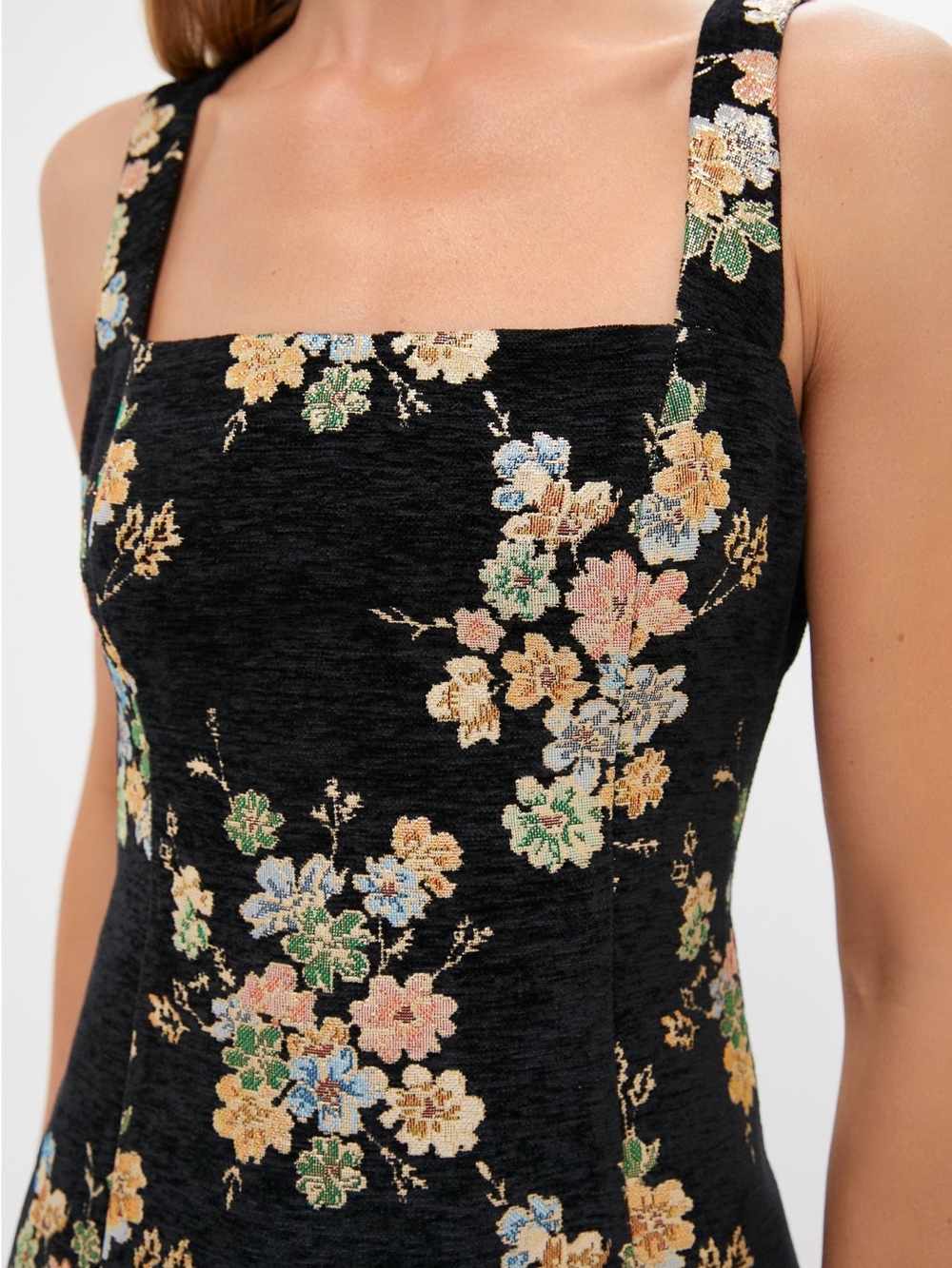 Hyacinth House Black Floral Velvet Rhiannon Mini Dress – XXS NWT - Picture 2 of 4